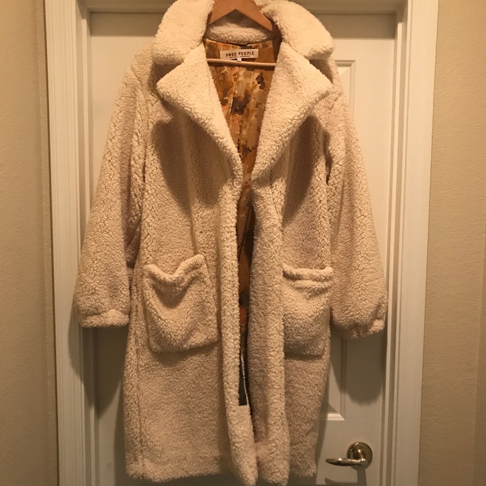 Free People Cream Shearling Coat